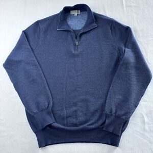 Canali 1/4 Zip Wool Blend Textured Sweater Made in Italy Mens 54
